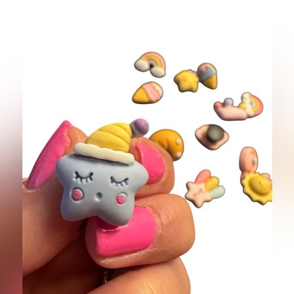 12 pcs 3D Resin Shoe Charms Set; Stars ⭐️ Moon Designs for Crocs, Sandals, Bags - Picture 2 of 8